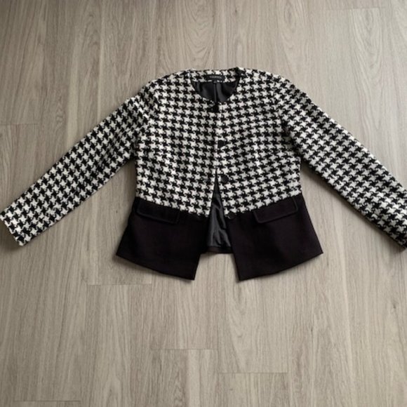 Talbots Houndstooth Wool Blend Blazer Jacket Sz 4 - Picture 5 of 11